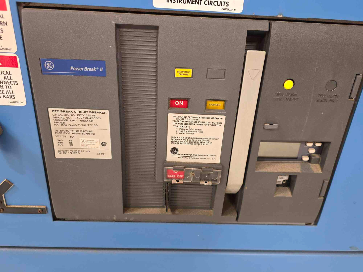 1600A GE PowerBreak II Switchboard 480/277V 3PH 4 Wire 2 Breaker SSD16B216