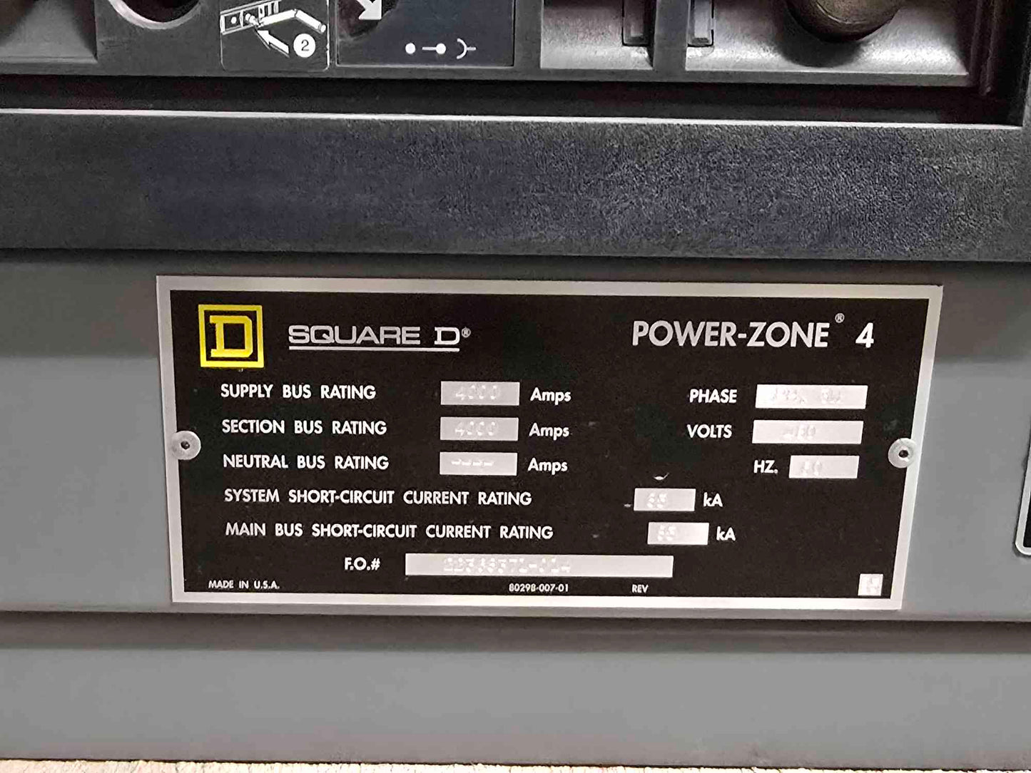 Square D Power-Zone 4 Switchgear 4000A Main NW40H2 & 8x NW16H2 1600A Breakers - Cell 3