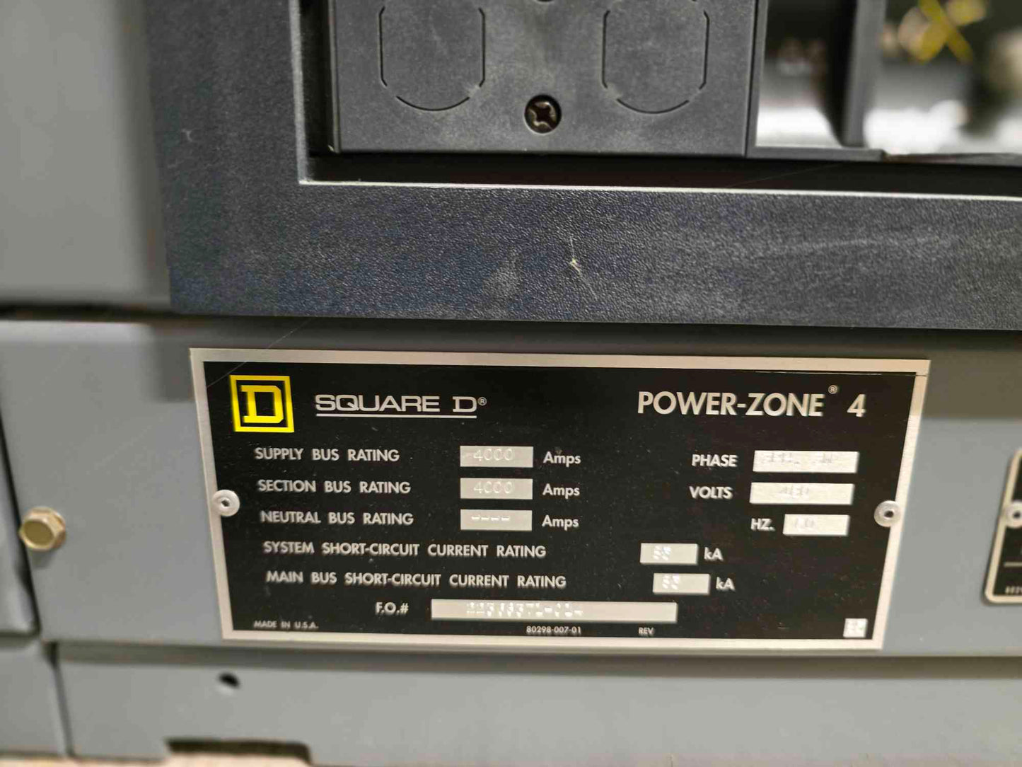 Square D Power-Zone 4 Switchgear 4000A Main NW40H2 & 8x NW16H2 1600A Breakers - Cell 3