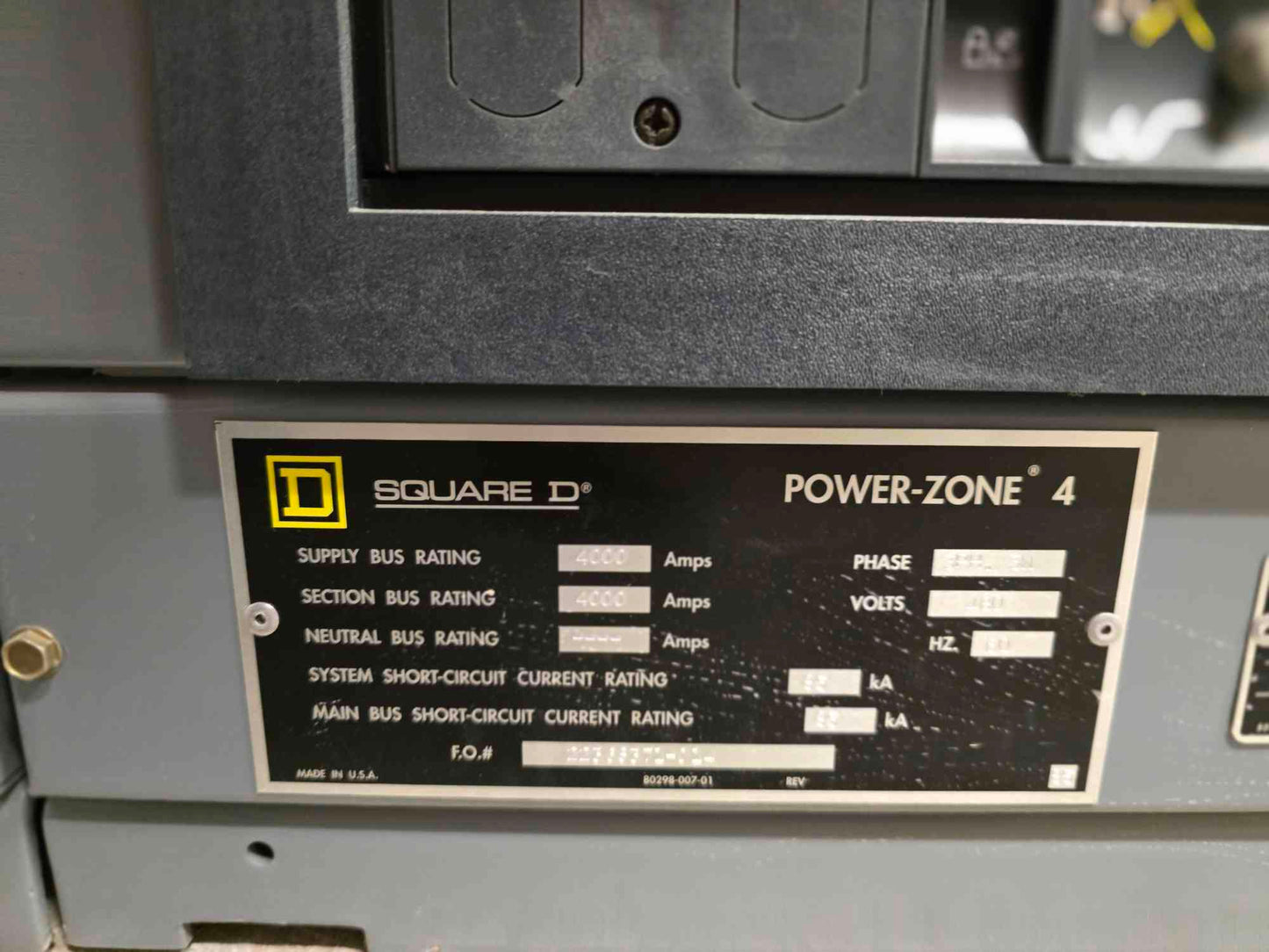 Square D Power-Zone 4 Switchgear 4000A Main NW40H2 & 8x NW16H2 1600A Breakers - Cell 3
