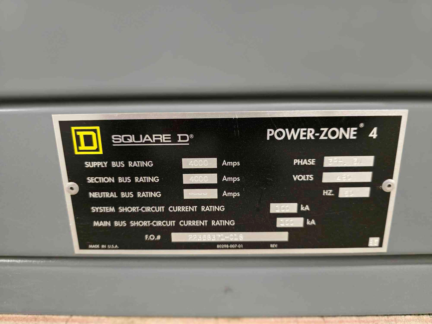 Square D Power-Zone 4 Entry Switchgear 9 Section 4000Amp NW40H3 MasterPact Breakers - Cell 3