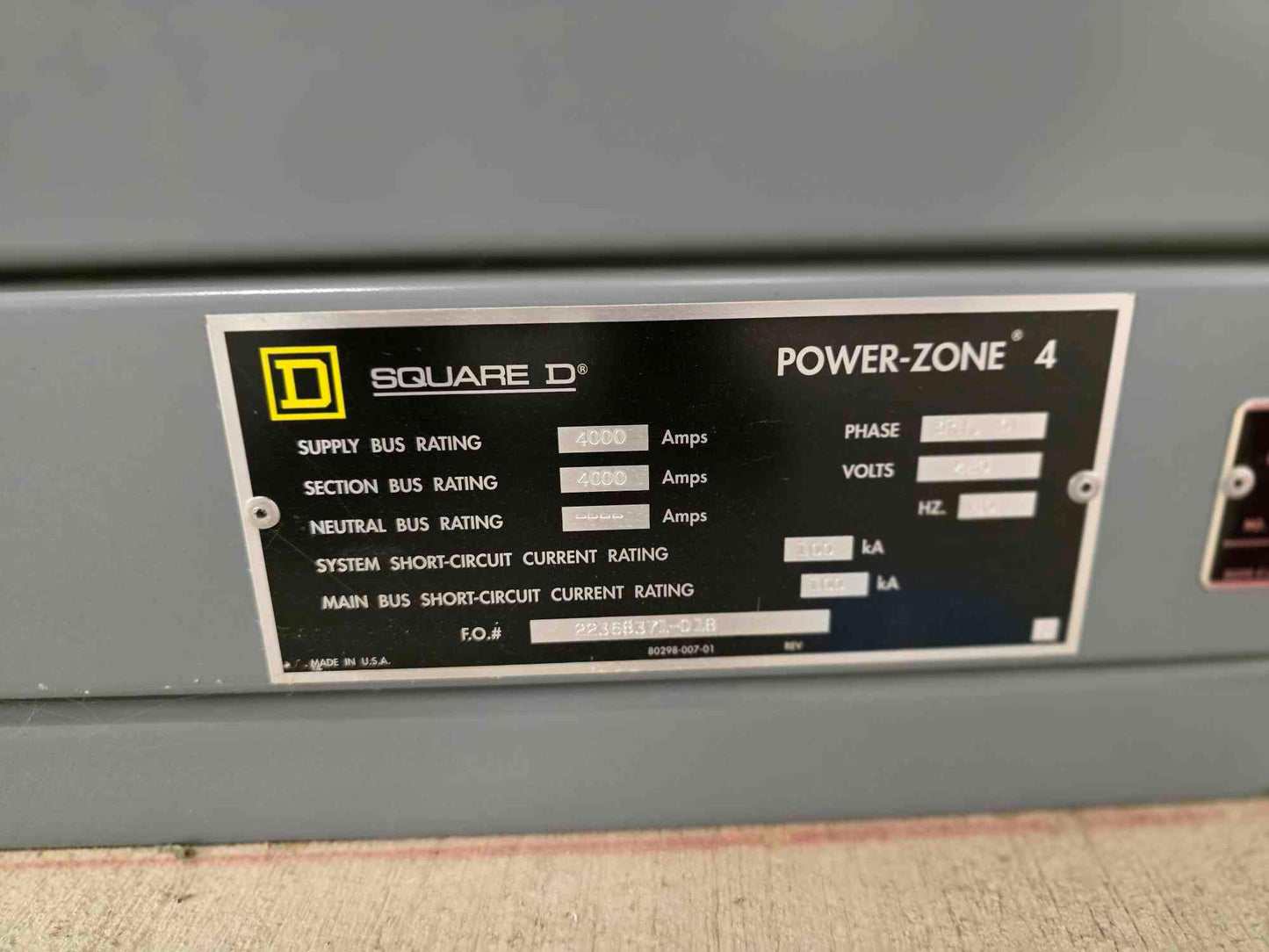 Square D Power-Zone 4 Entry Switchgear 9 Section 4000Amp NW40H3 MasterPact Breakers - Cell 3