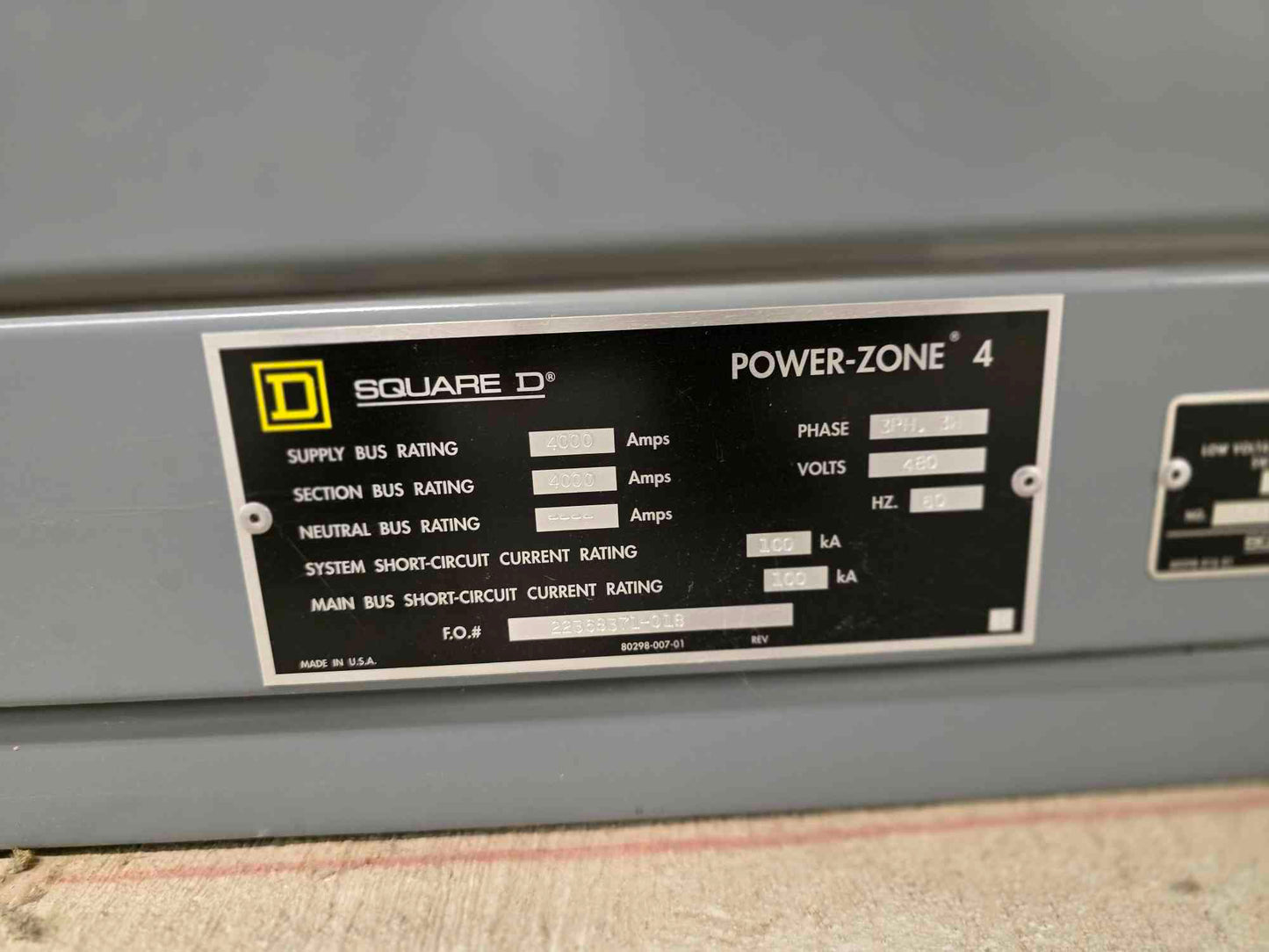 Square D Power-Zone 4 Entry Switchgear 9 Section 4000Amp NW40H3 MasterPact Breakers - Cell 3
