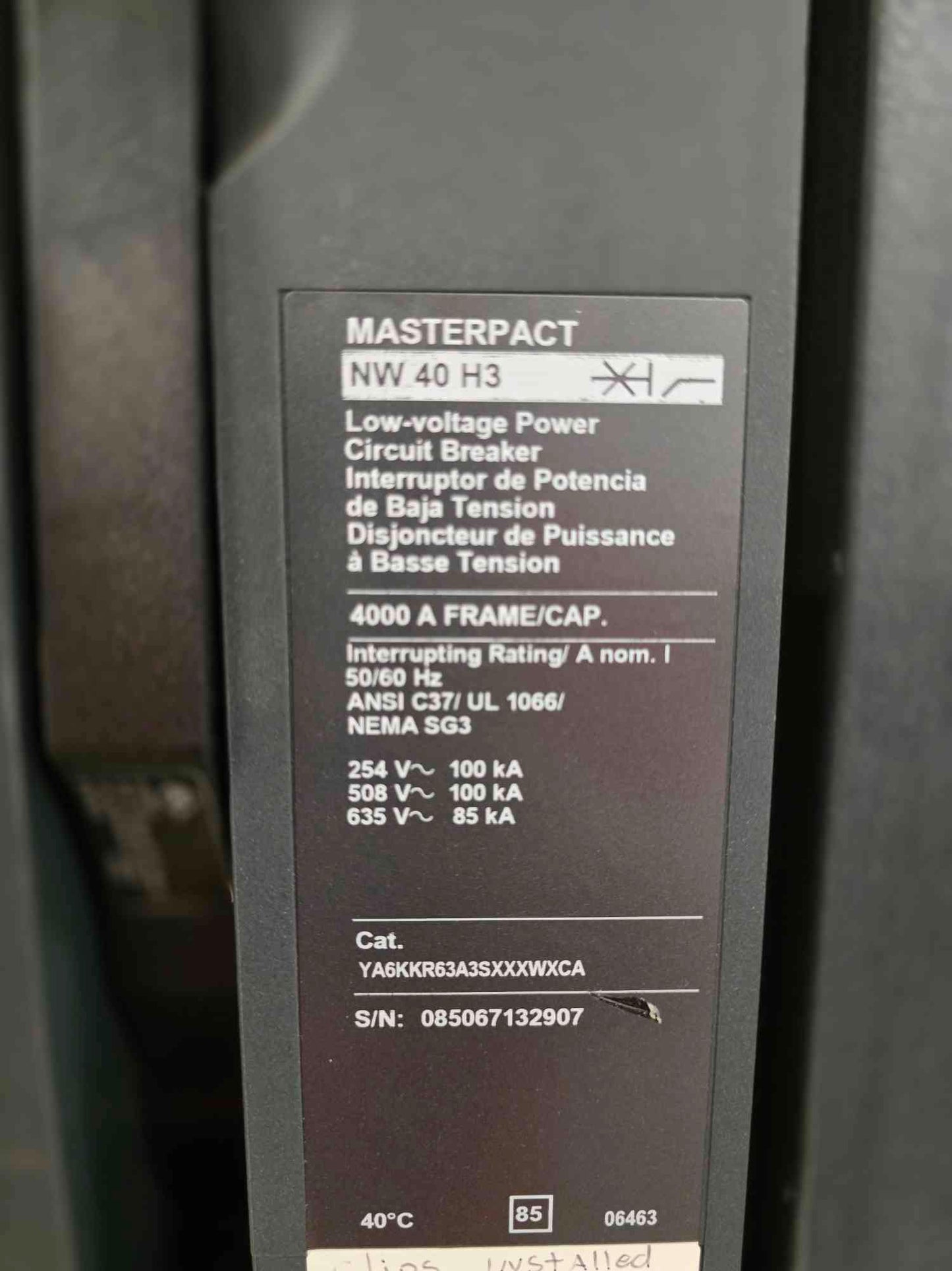 Square D Power-Zone 4 Entry Switchgear 9 Section 4000Amp NW40H3 MasterPact Breakers - Cell 3