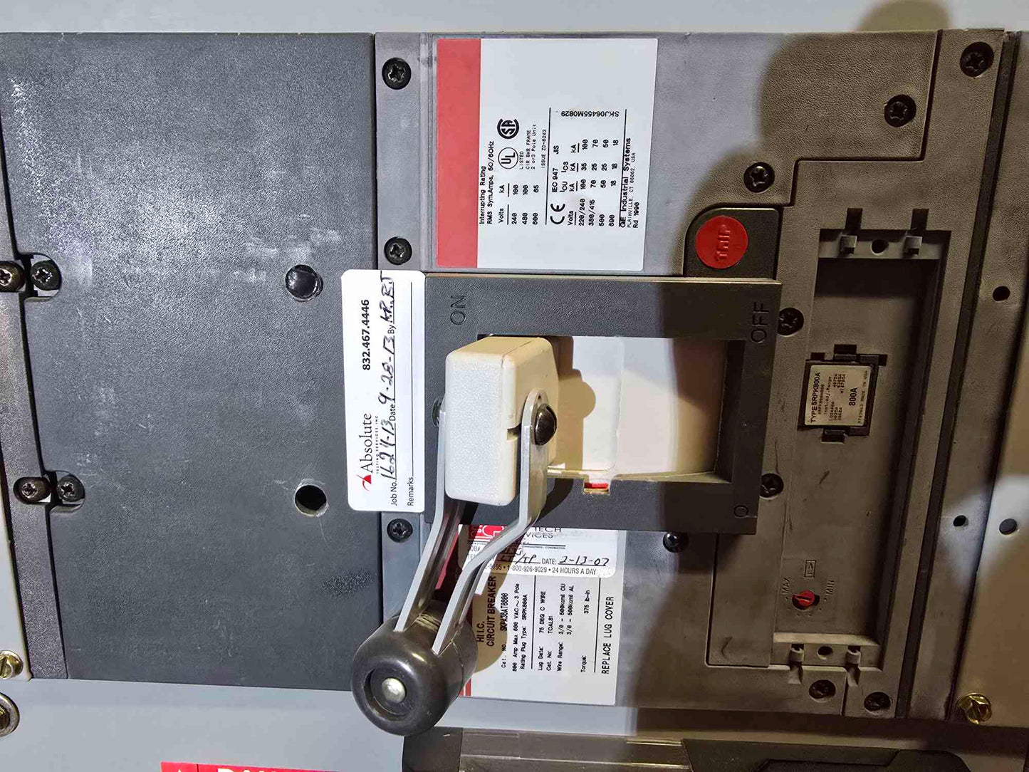 GE Spectra Series 800A 480V 3PH 3W Panelboard 3 Breakers Meter & Main - Cell 3