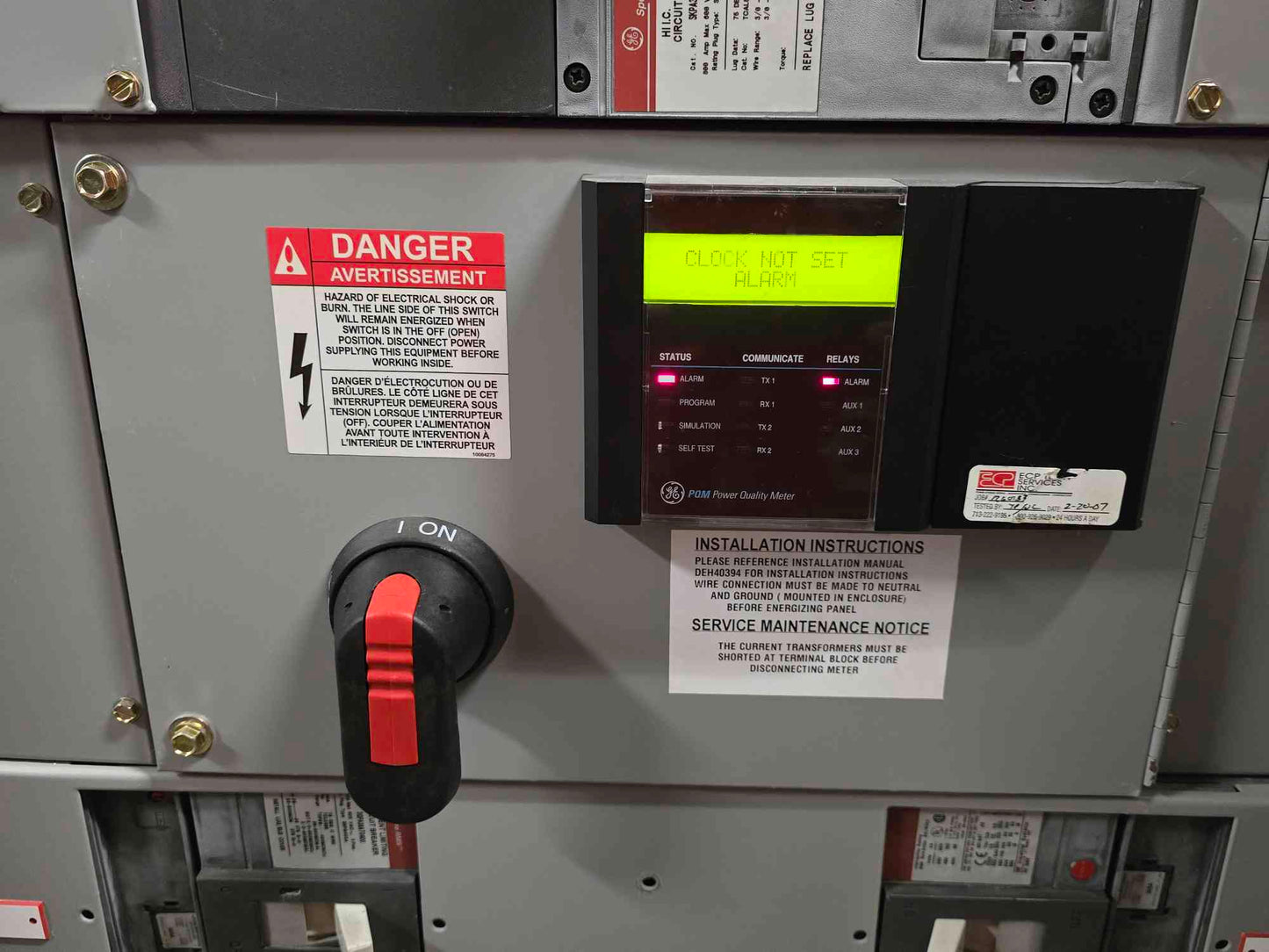 800A GE Spectra Series Panelboard 480V 3PH 3 Breakers Main & Meter - Cell 3 D