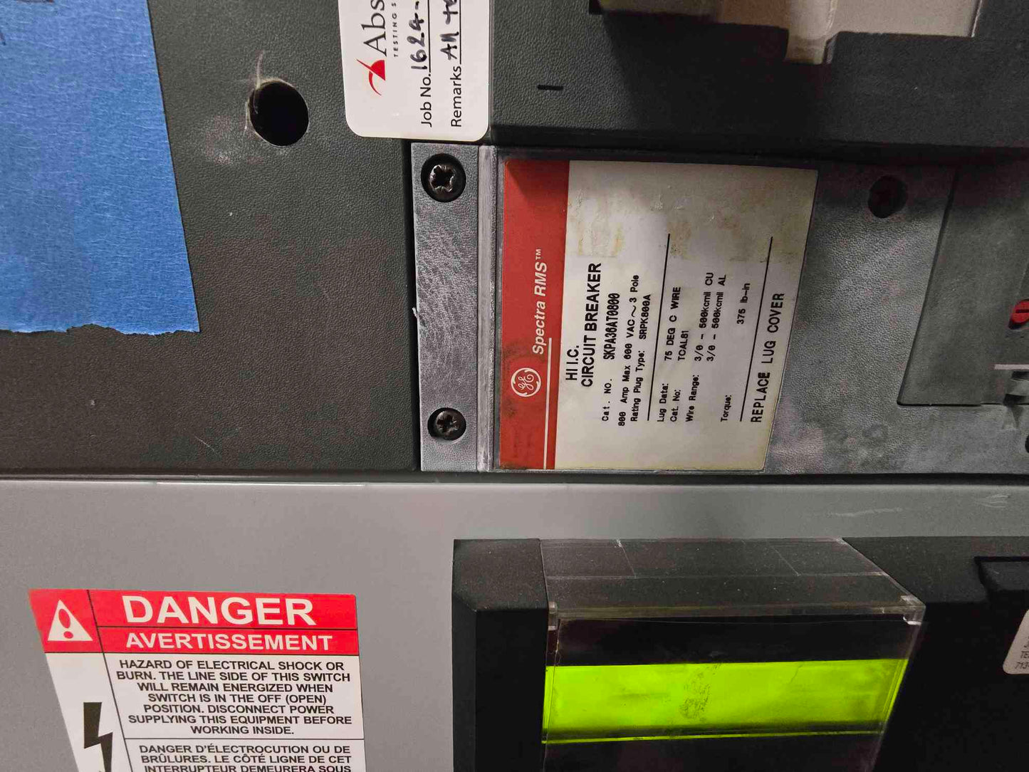 800A GE Spectra Series Panel 480V 3PH 4 Breakers Main & Meter - Cell 3 F