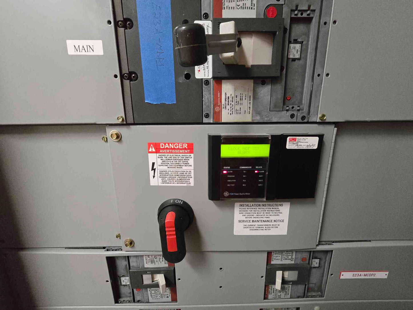 800A GE Spectra Series Panel 480V 3PH 4 Breakers Main & Meter - Cell 3 F
