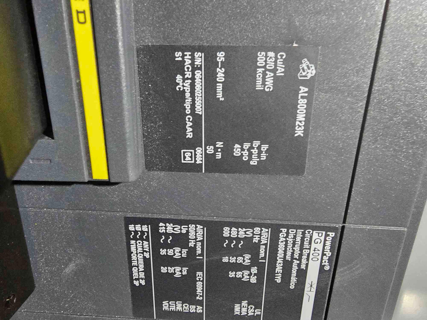 1000A I-line Square D Distribution Panelboard 1xRG1000 & 4xPG400 Breakers 208/120v - Cell 3