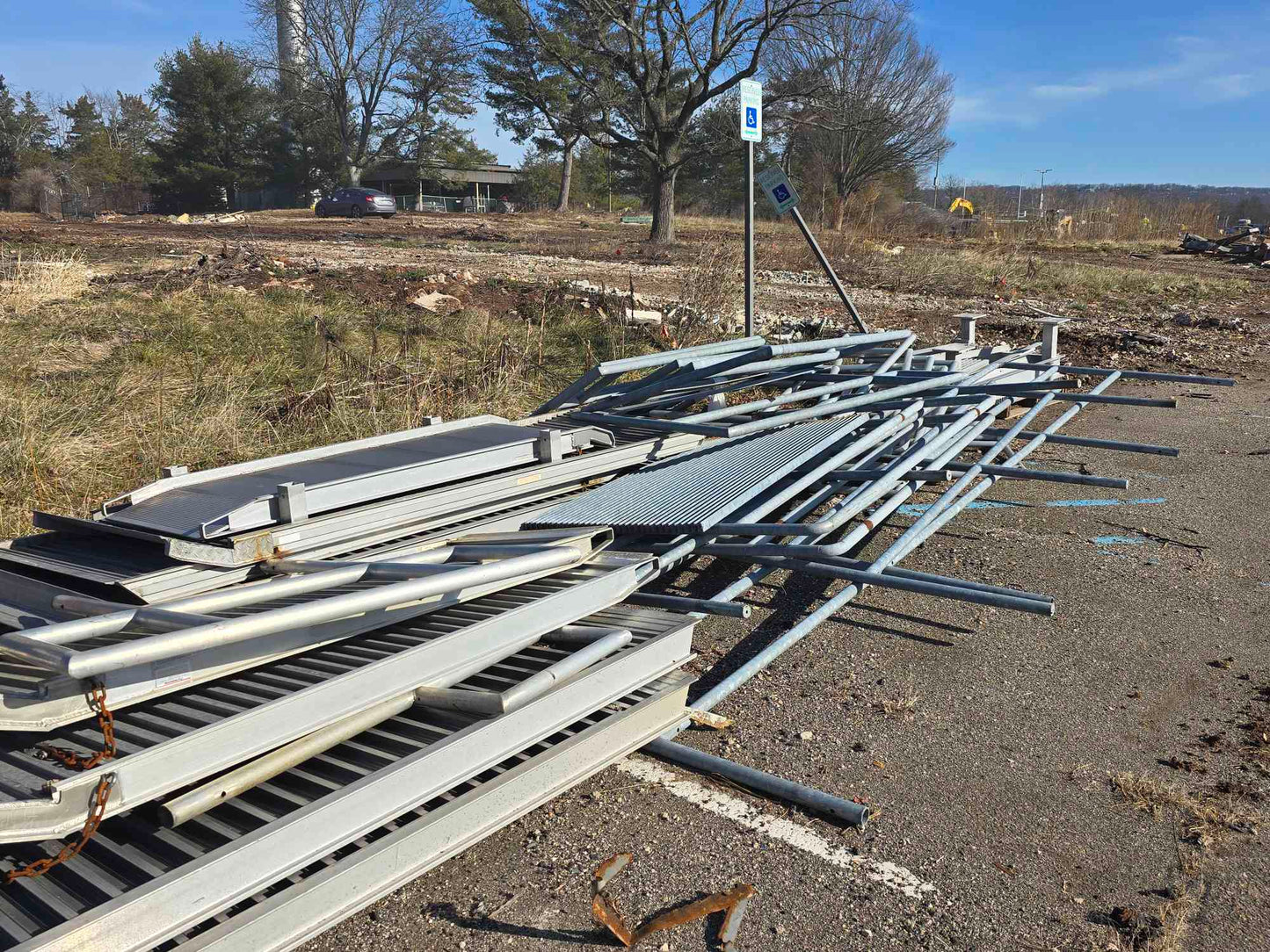 Lot of Cat Walk, Ramp, Railings, Decking, Bases Steel / Iron Material Over 100 Pieces