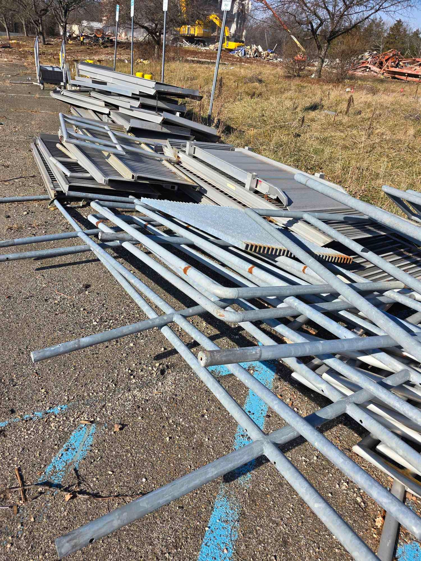Lot of Cat Walk, Ramp, Railings, Decking, Bases Steel / Iron Material Over 100 Pieces