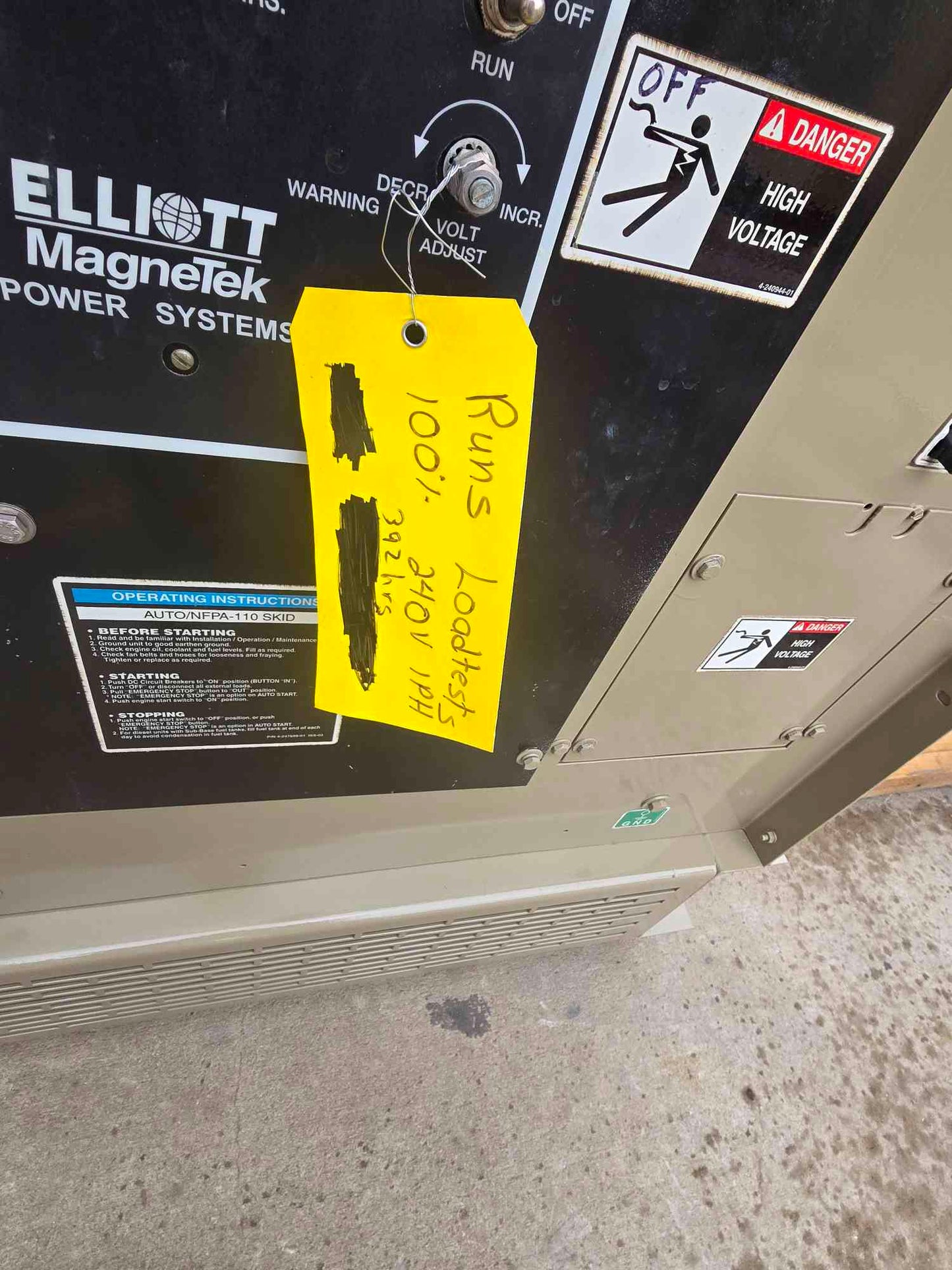 40KW Magnetek 40RD Diesel Generator 1&3PH 240V '99 392Hrs TESTED