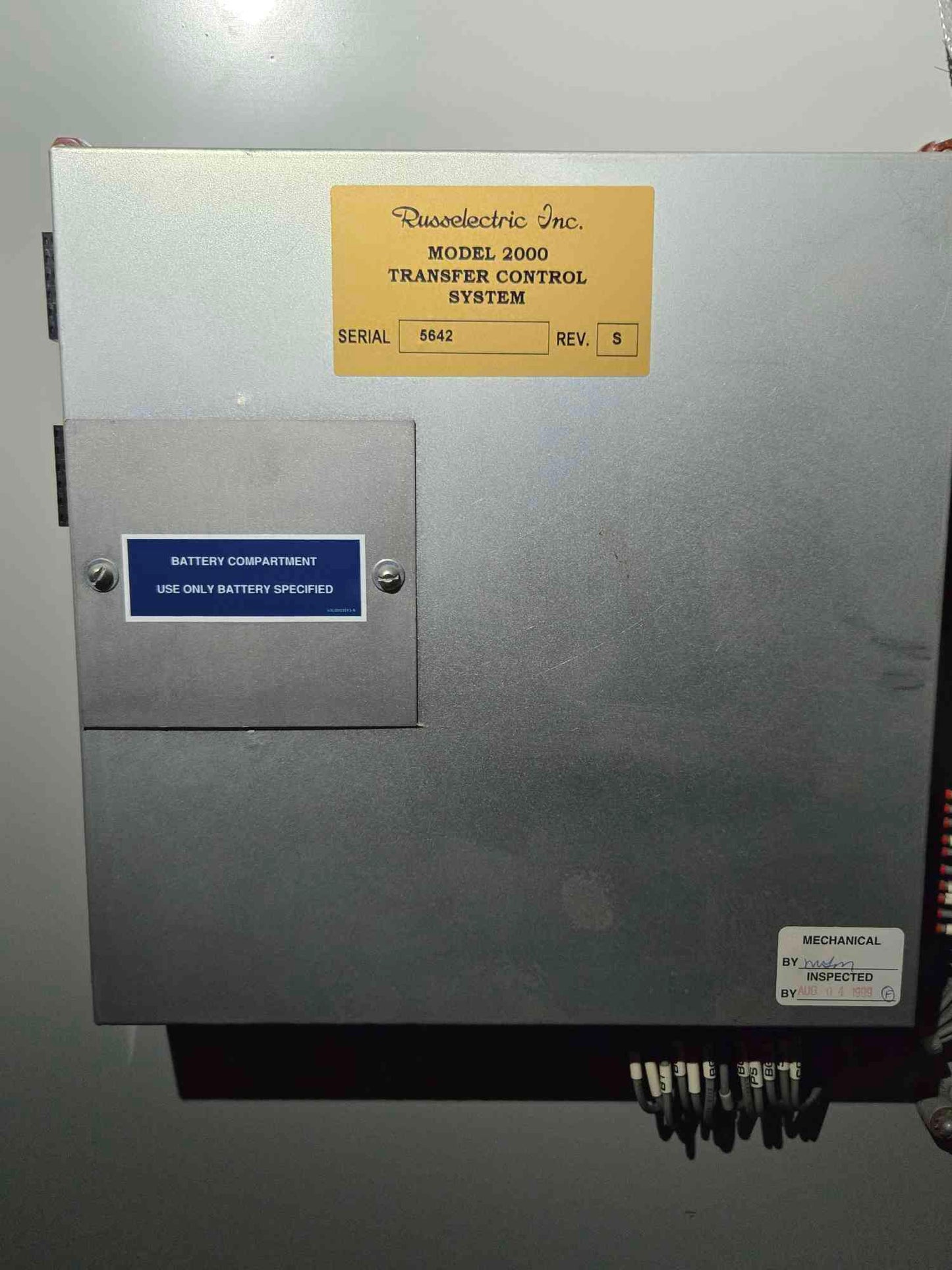 600A Russelelectric Model 2000 ATS Control System 277/480 3 Phase