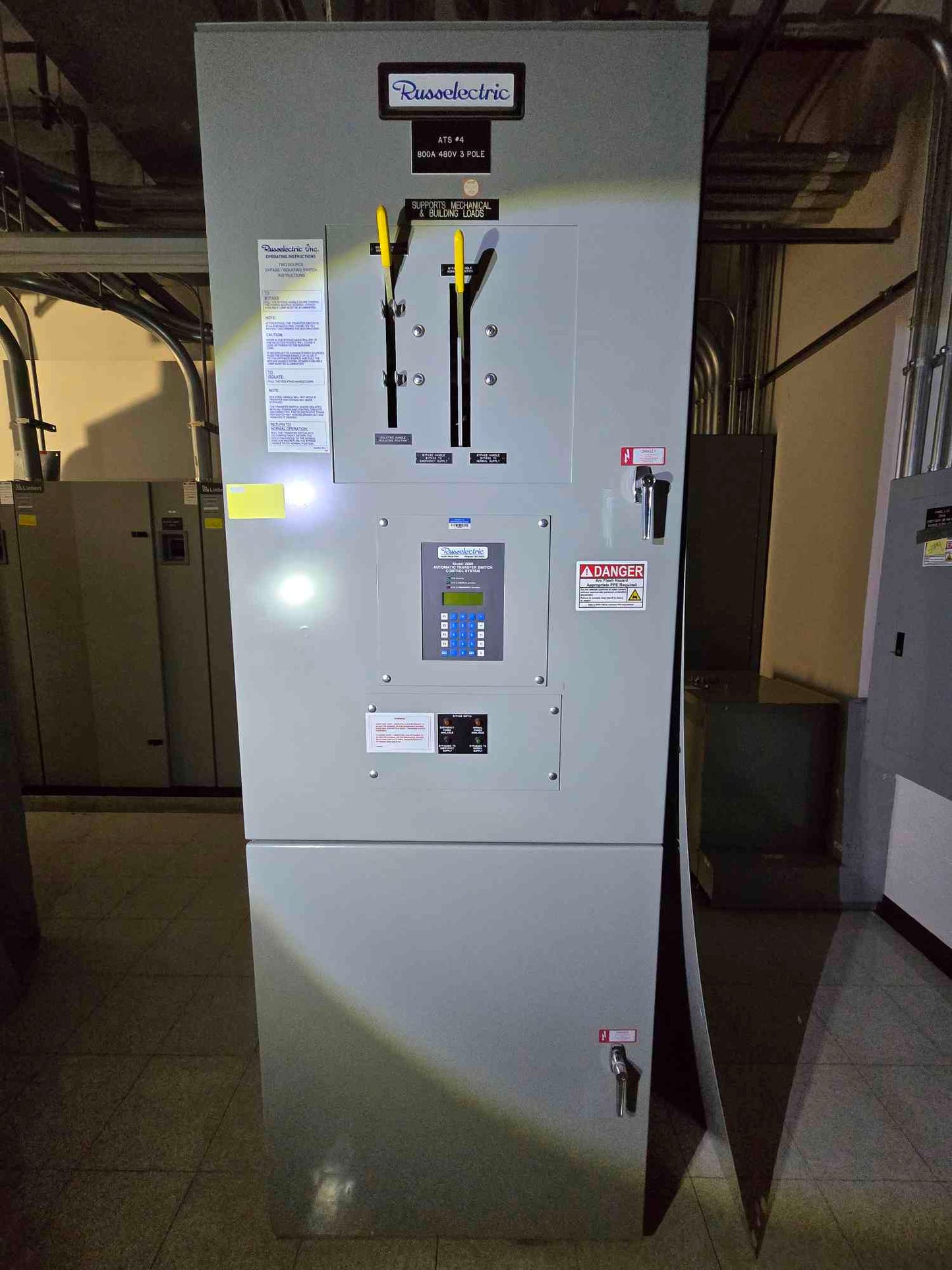 800A RussElectric RTBD-8003CEF ATS 277/480V Automatic Transfer Switch