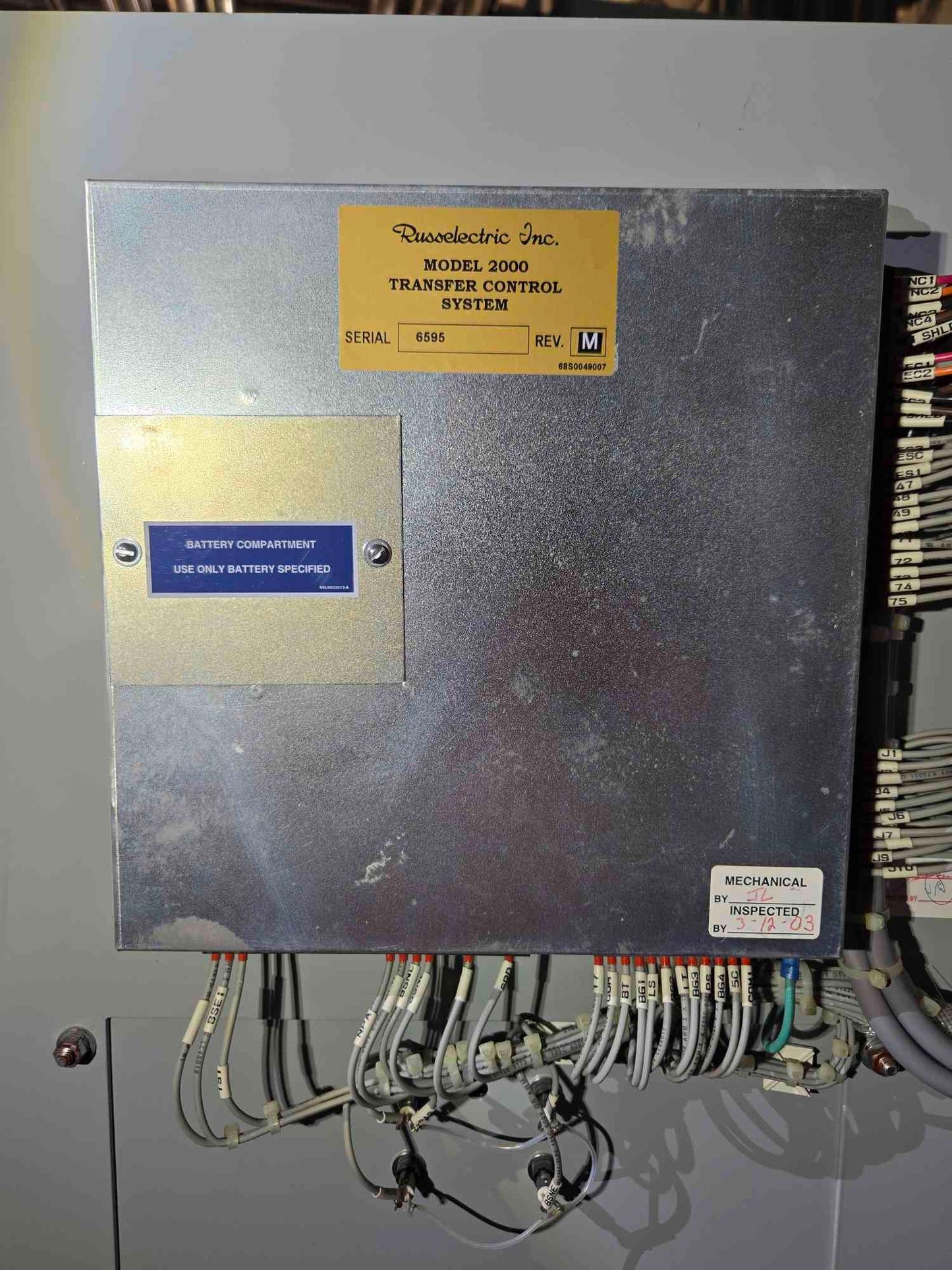 800A RussElectric RTBD-8003CEF ATS 277/480V Automatic Transfer Switch