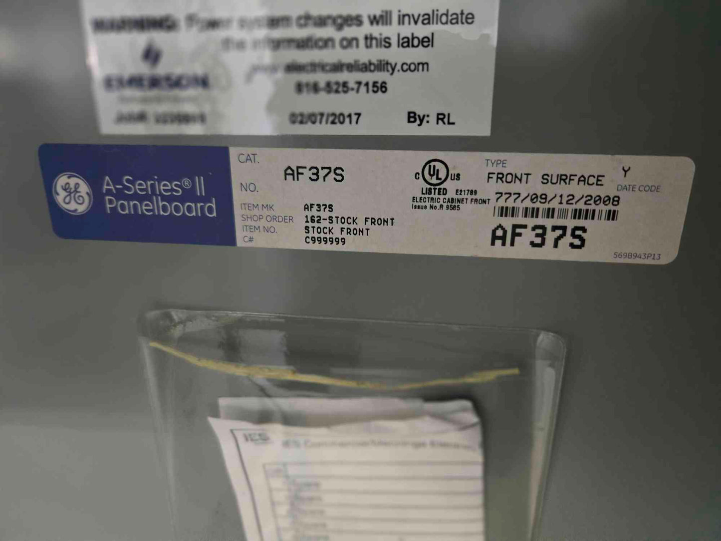 125A GE A-Series II PanelBoard 480/277V 3Ph 4 Wire with Main (SKU: 110246)