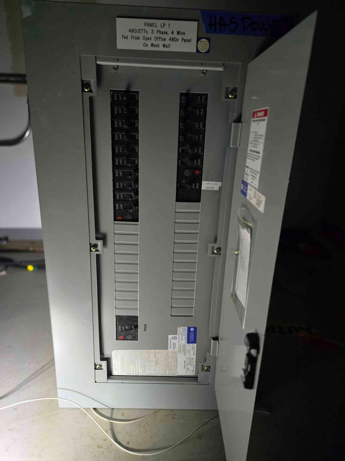 125A GE A-Series II PanelBoard 480/277V 3Ph 4 Wire with Main (SKU: 110246)