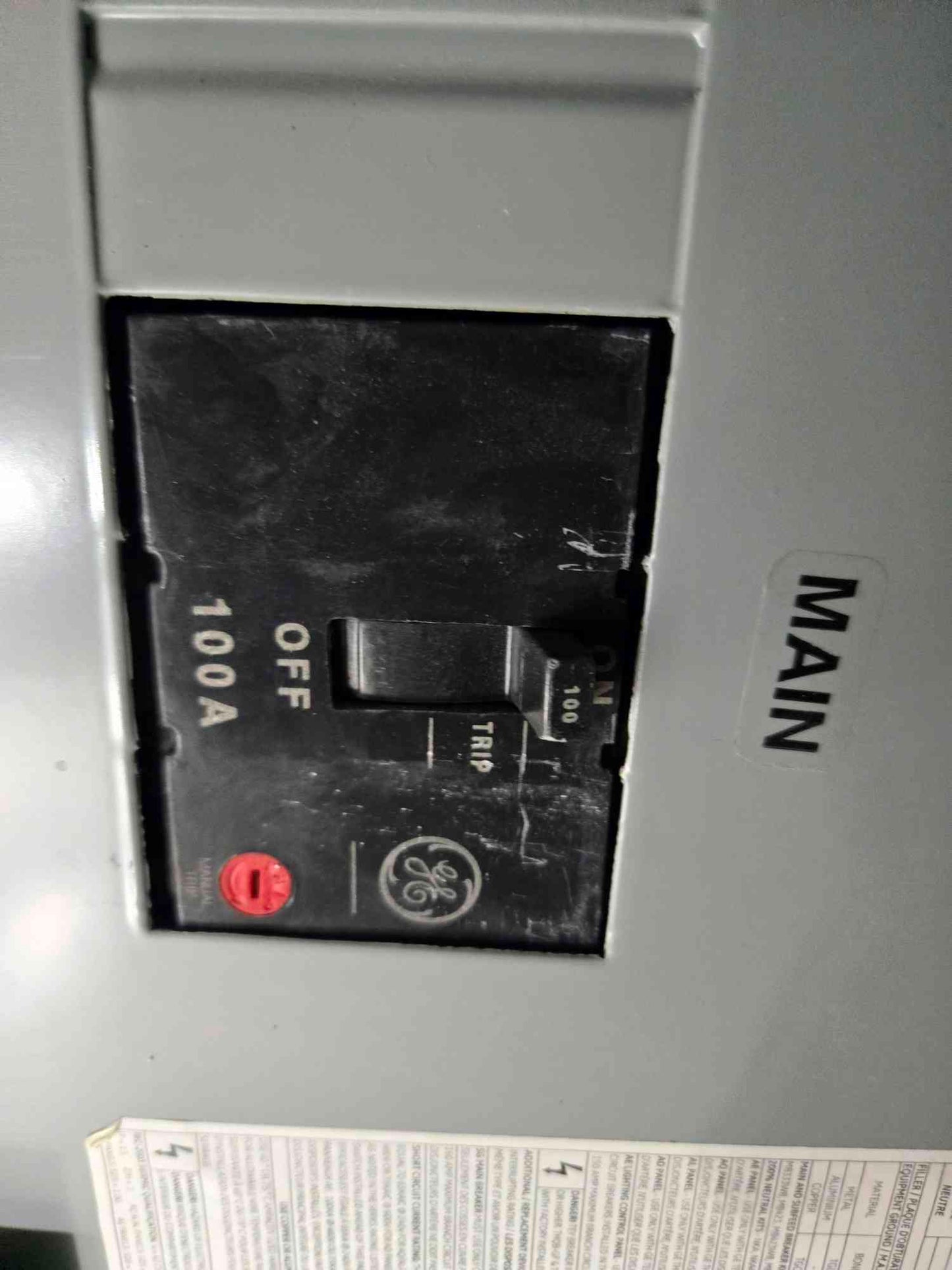 125A GE A-Series II PanelBoard 480/277V 3Ph 4 Wire with Main (SKU: 110246)