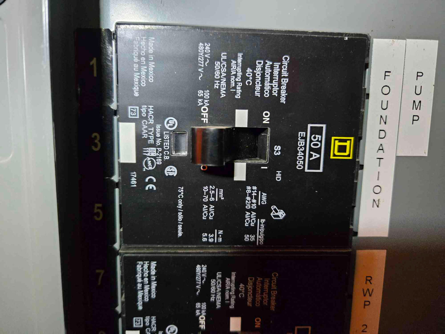 250A NF Square D Panelboard 480Y/277V 3Ph 4 Wire