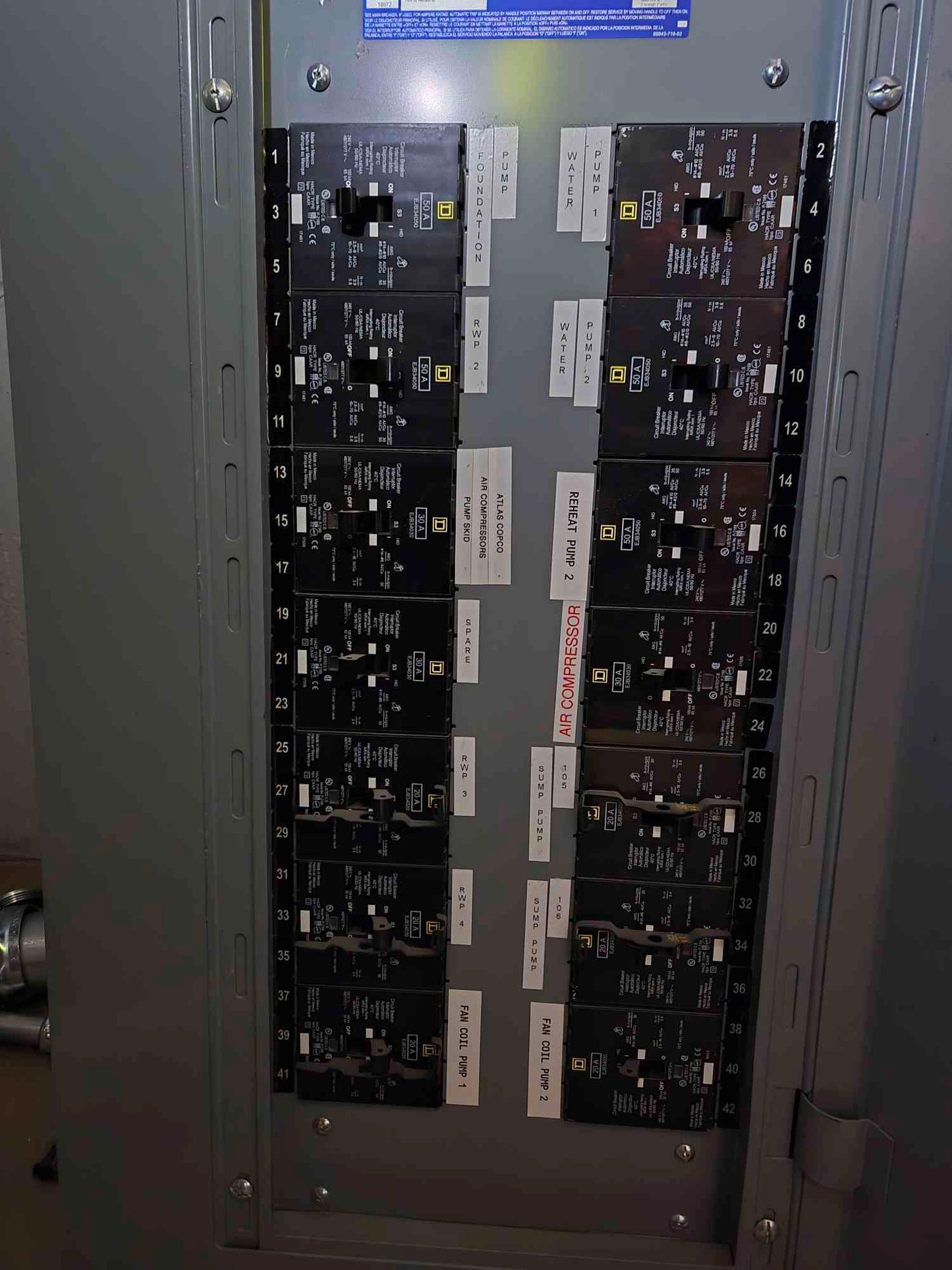 250A NF Square D Panelboard 480Y/277V 3Ph 4 Wire
