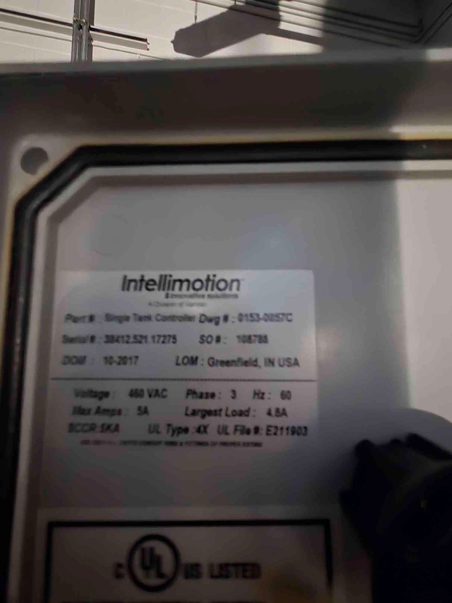 Intellimotion Water Tank w/460VAC Single Tank Controller Pumps & Manifold '17