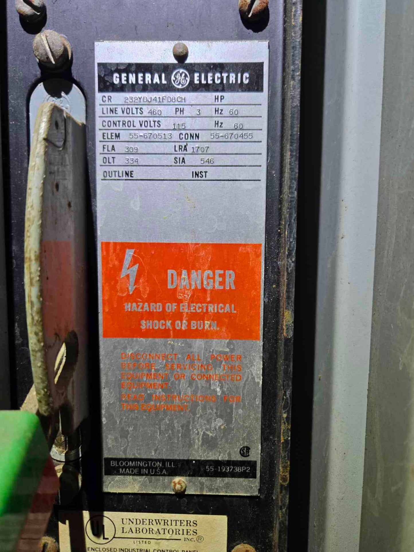 GE 232YDJ41F9BCH Automatic Compressor Control 460V 3PH 400A Breaker & Relays (SKU: 111439)