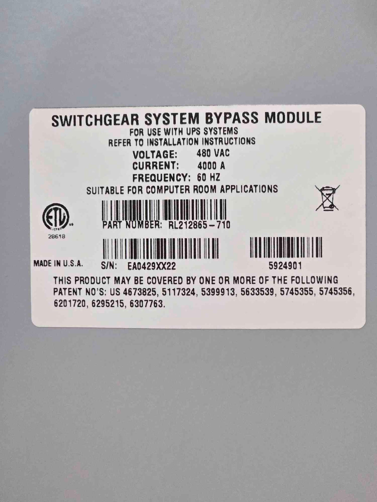 4000A Cutler Hammer Switchgear Transformer & Sys Bypass 7 Section 5 x MDS840, 4 x MDS816 - Cell 3