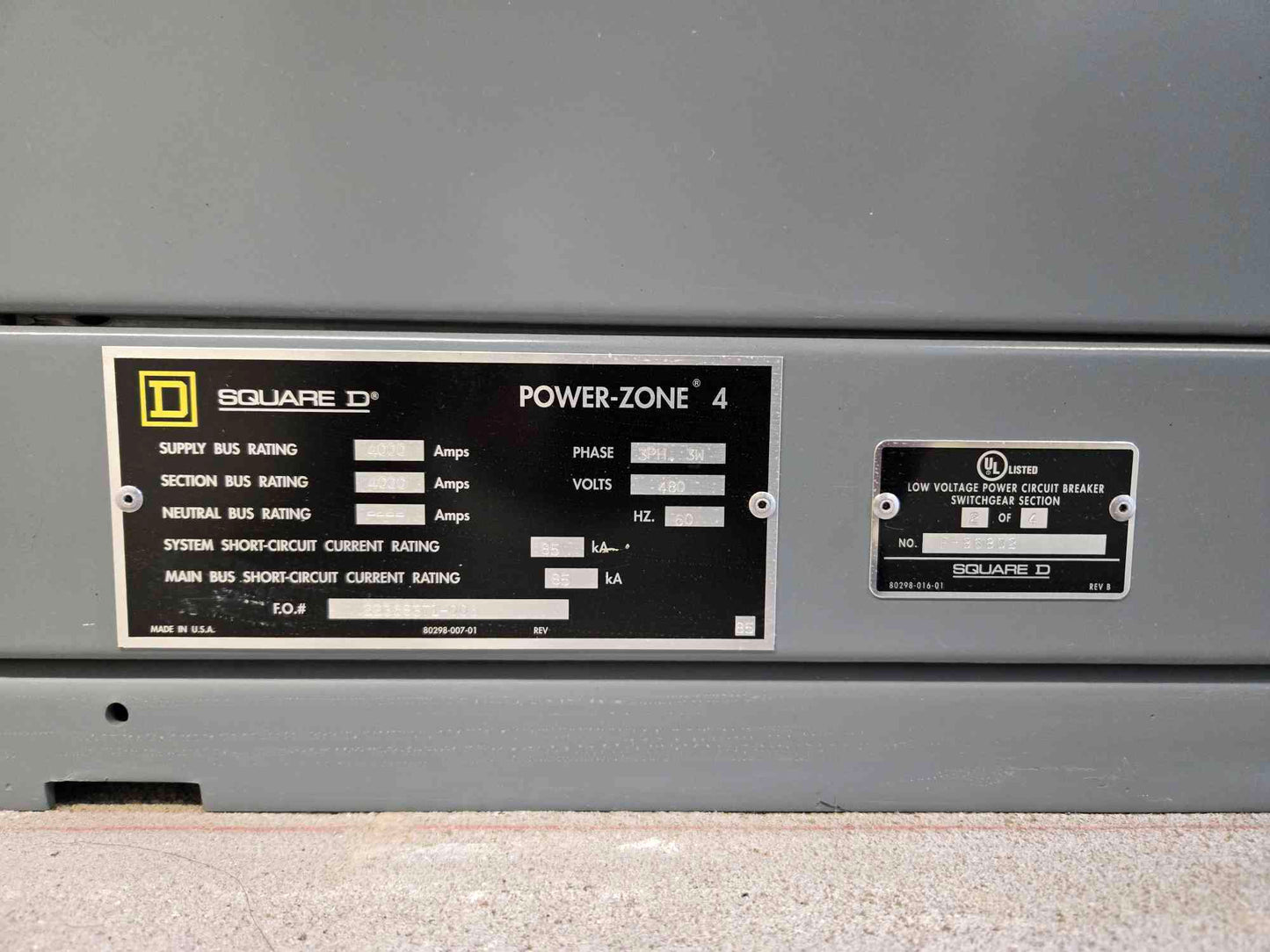 Square D Power-Zone 4 Switchgear 4000A Dual Mains NW40H2 4x Subs NW16H2 - Cell 3