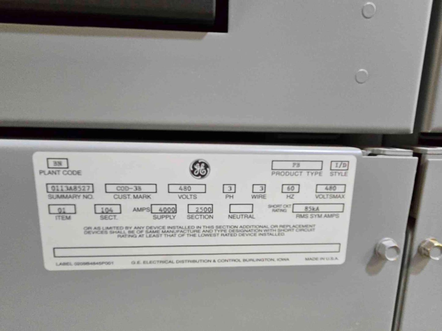 4000A GE Power Break Switchboard Switchgear Dual SSD 4000A Main & 14 SHF 800A Sub Feeds - Cell 3