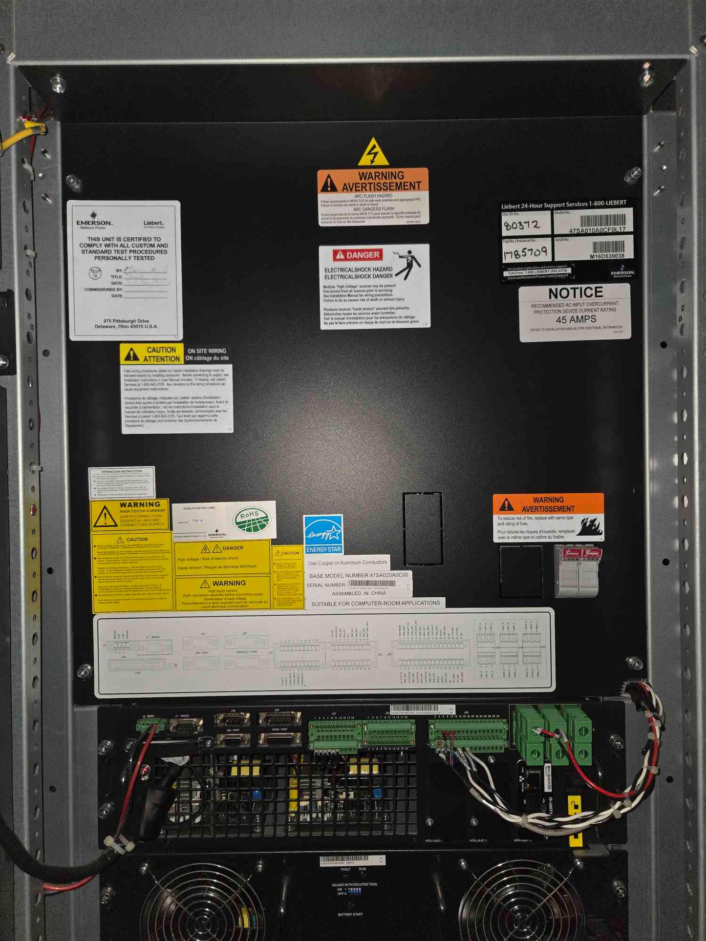 10KVa Liebert eXM 47SA010AOCFOL17 UPS 208/120V '16 w/24 Batteries