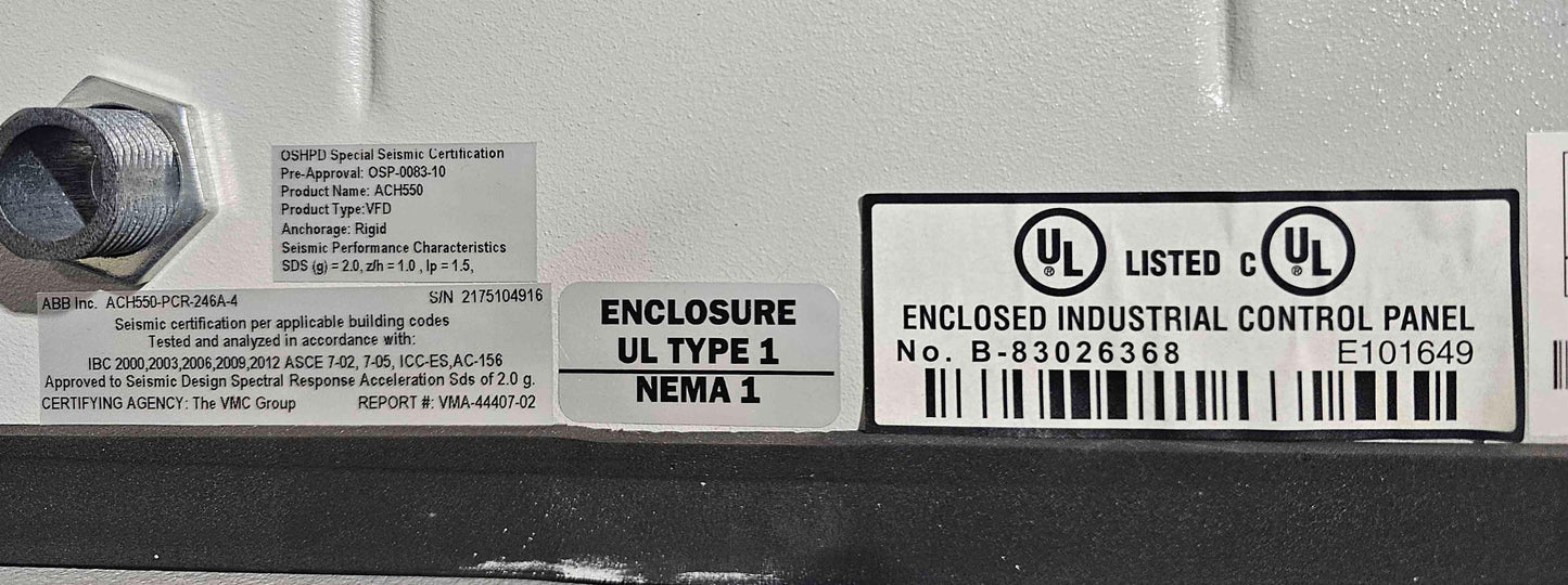 ABB VFD ACH550-PCR-246A-4 Variable Frequency Drive 200HP 3ph 380-480V 242A