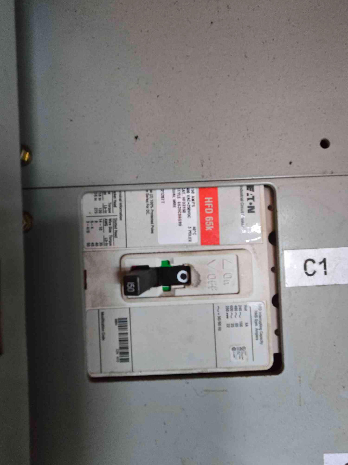 Eaton Pow-R-Line PRL3a 600A 480V Panelboard LGE3630NN Main Breaker HFD2150