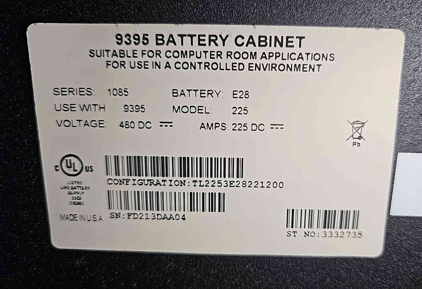 9395 Eaton UPS Battery Cabinet Model 225 (112516).