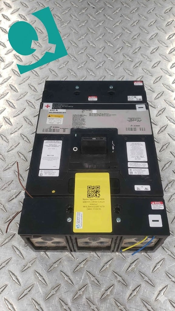 Square D MHL3645025DC1679 450A 600V DC Circuit Breaker w/ 48V UVR & Aux Switch (SKU: 113319)