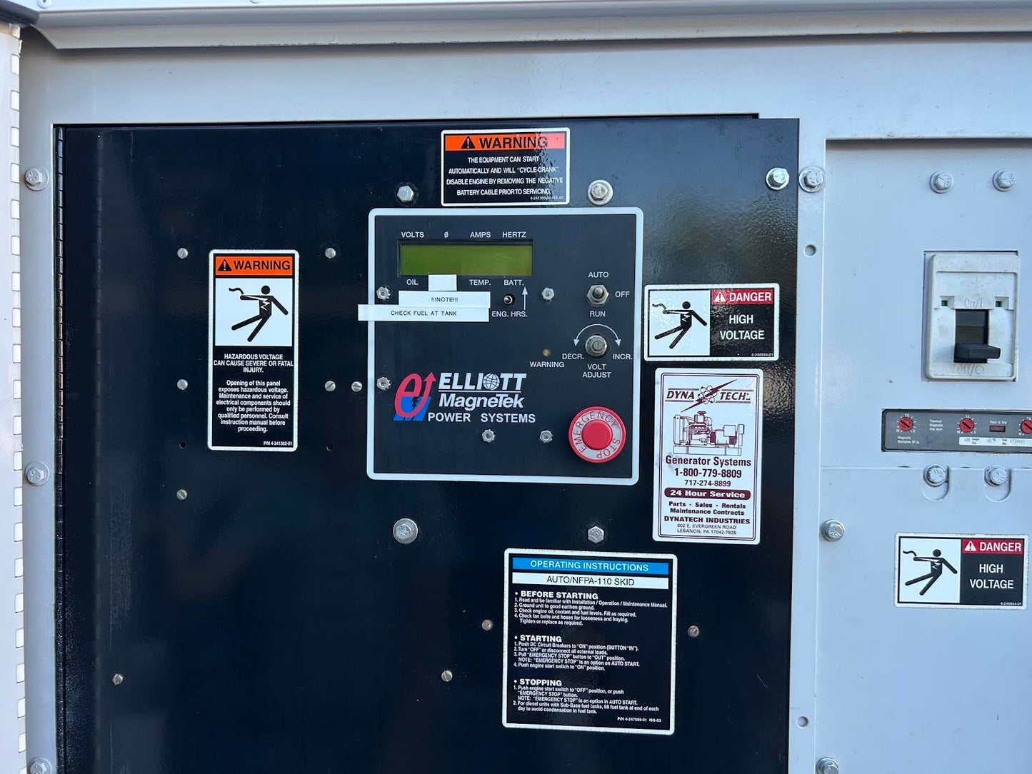 Elliott MagneTek 100 kW Diesel Generator Perkins 1006-6T 208V 480V 240V 560Hr