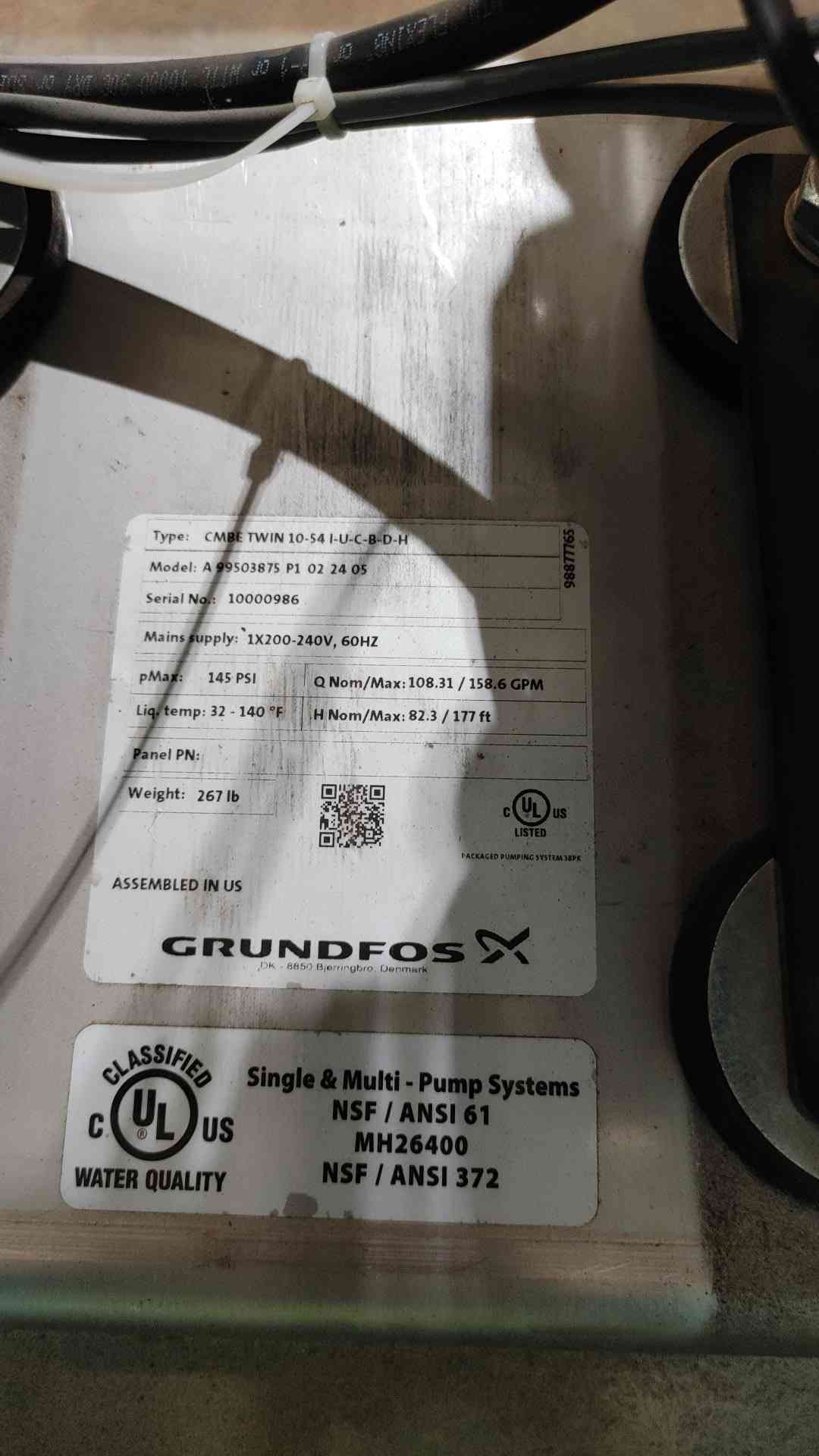 New Aquafine 480V 3PH 26FLA ASTIM Type II Water System (Sku 114172)