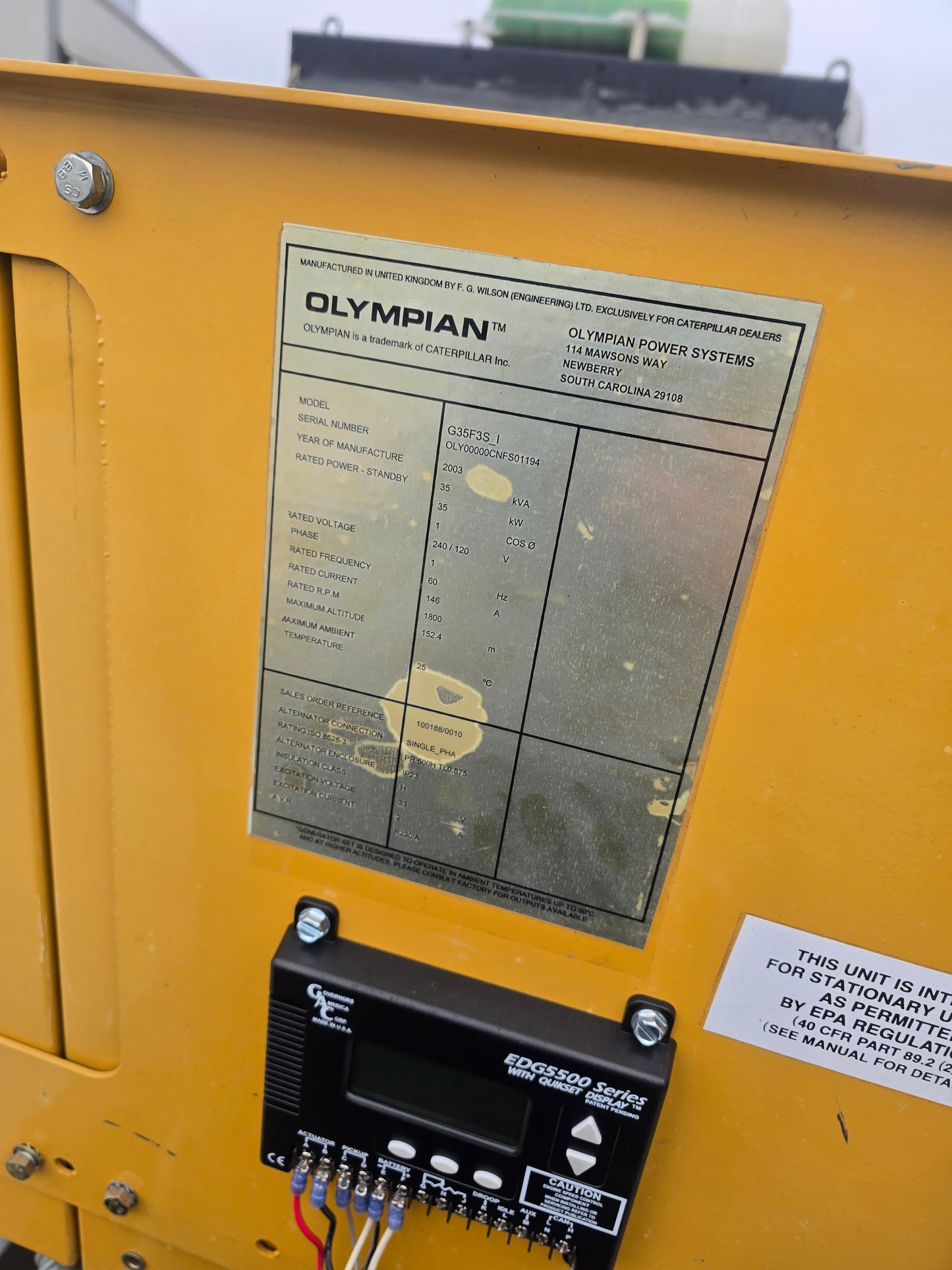 35KW Olympian 4.2L Ford Nat Gas LP Generator '03 1404hrs 1ph TESTED