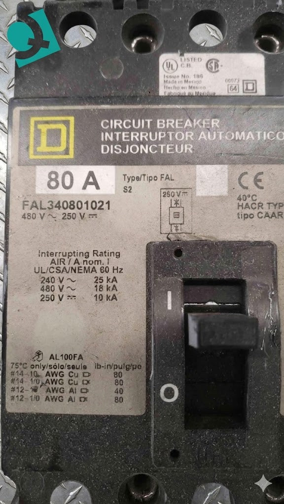 Square D 80A 480V~ 3 Pole Breaker FAL340801021 (SKU: 112675)