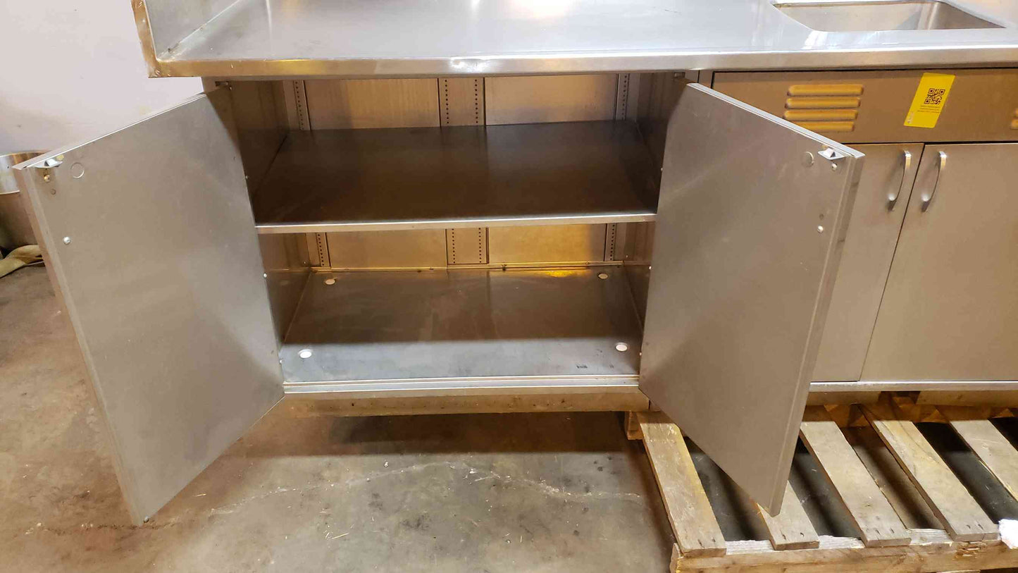 Kewaunee 8' Stainless Steel Lab Casework Sink Bench 2 Faucets Doors & Drawers (3999AA)