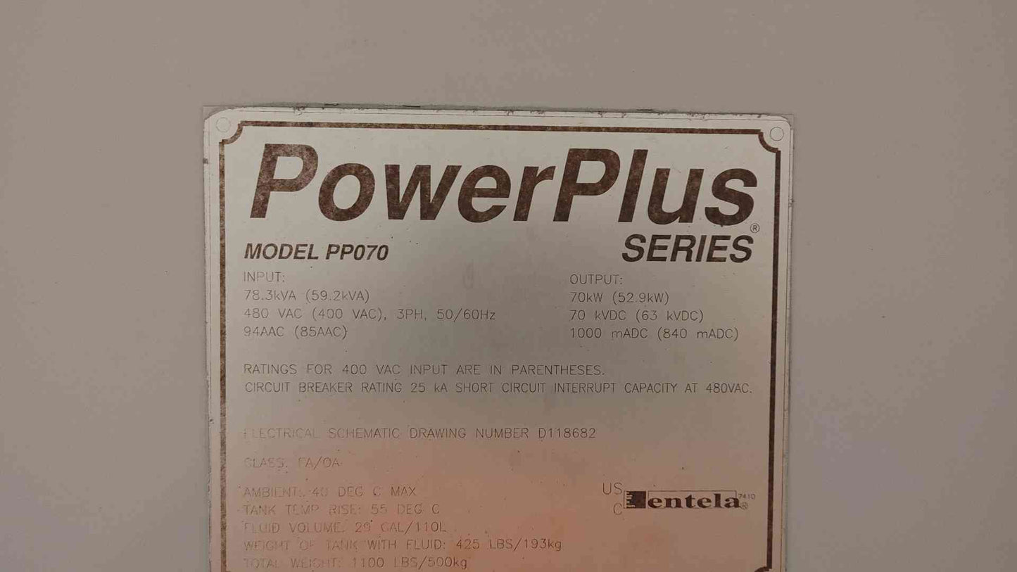 Entela PowerPlus Series 70KW 78.3KVA 480VAC PP070 (109501)