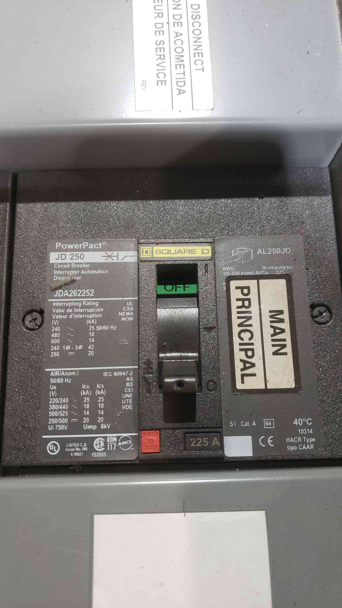 Square D 225A 208/250/250V Max 3W Panelboard 11 Breakers (SKU: 112537)