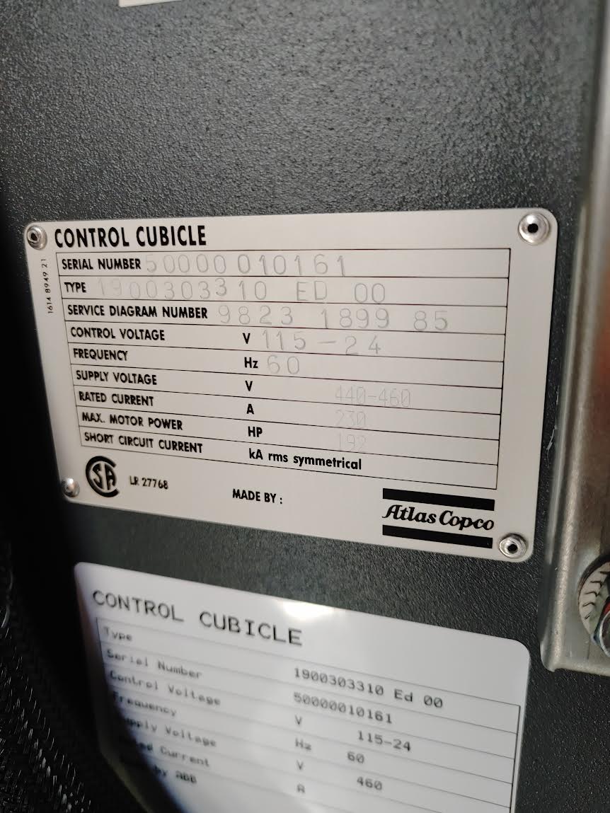 Atlas Copco 192HP ZR90 VSD Oil-Free Rotary Screw Air Compressor 2012 25239hrs