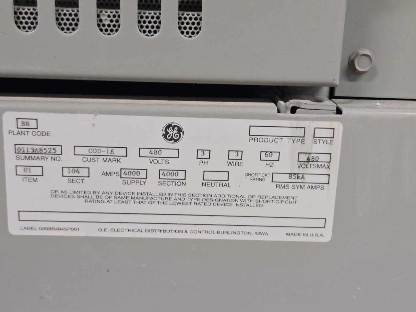 4000A GE Power Break Switchboard Switchgear Dual SSD 4000A Main & 14 SHF 800A Sub Feeds (107637)