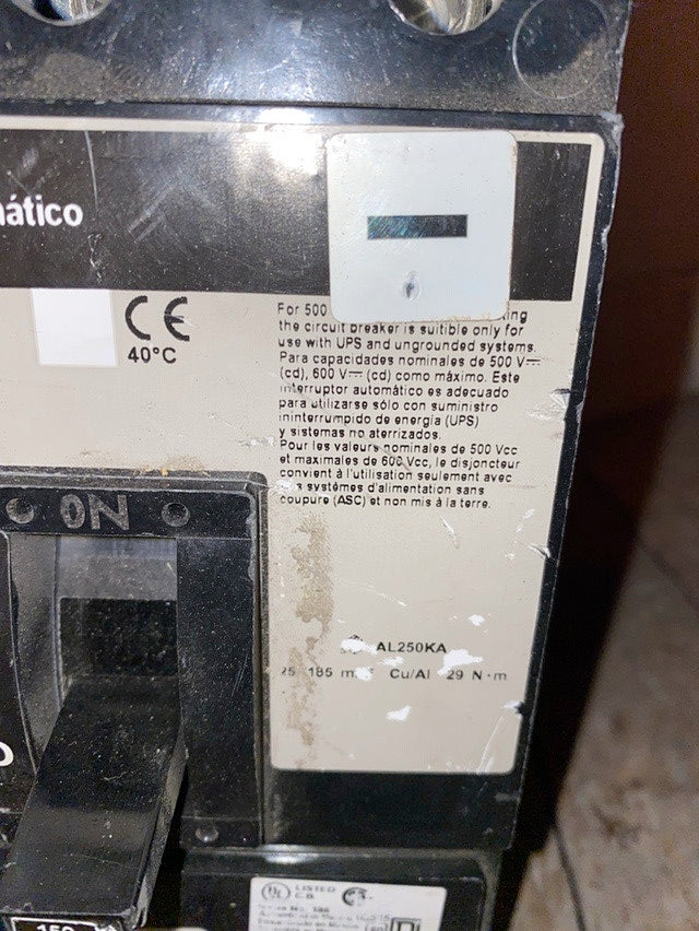 150A Square D KHL3615017DC2315 3 Pole DC Circuit Breaker(S6LLST1385)