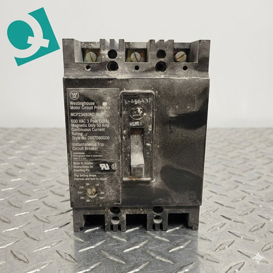 Westinghouse MCP23480RC 50 Amp 3-Pole 600V Motor Circuit Protector â€“ Instantaneous Trip