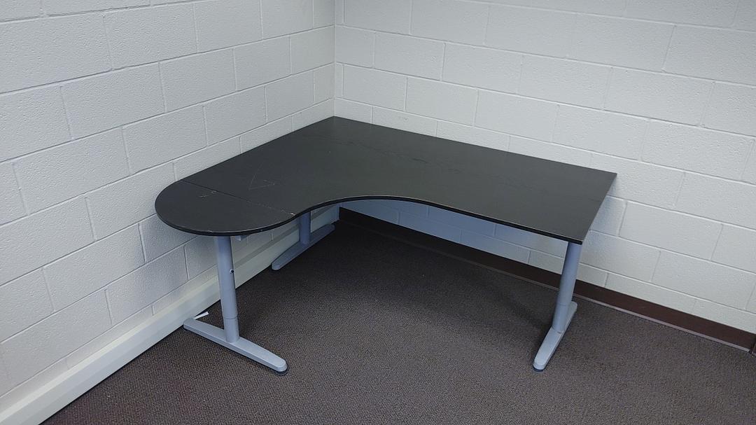 Black Wooden L Table w/ Metal Frame 63x59x28"(S6LLST11691)