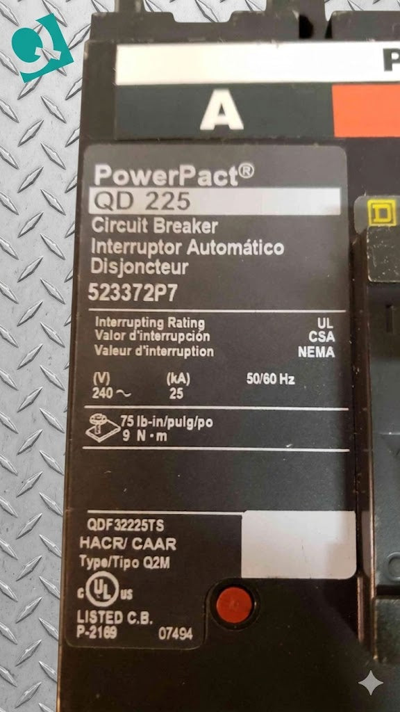 Square D 225 Amp Breaker QD 225 523372P7 (SKU: 2513AA)