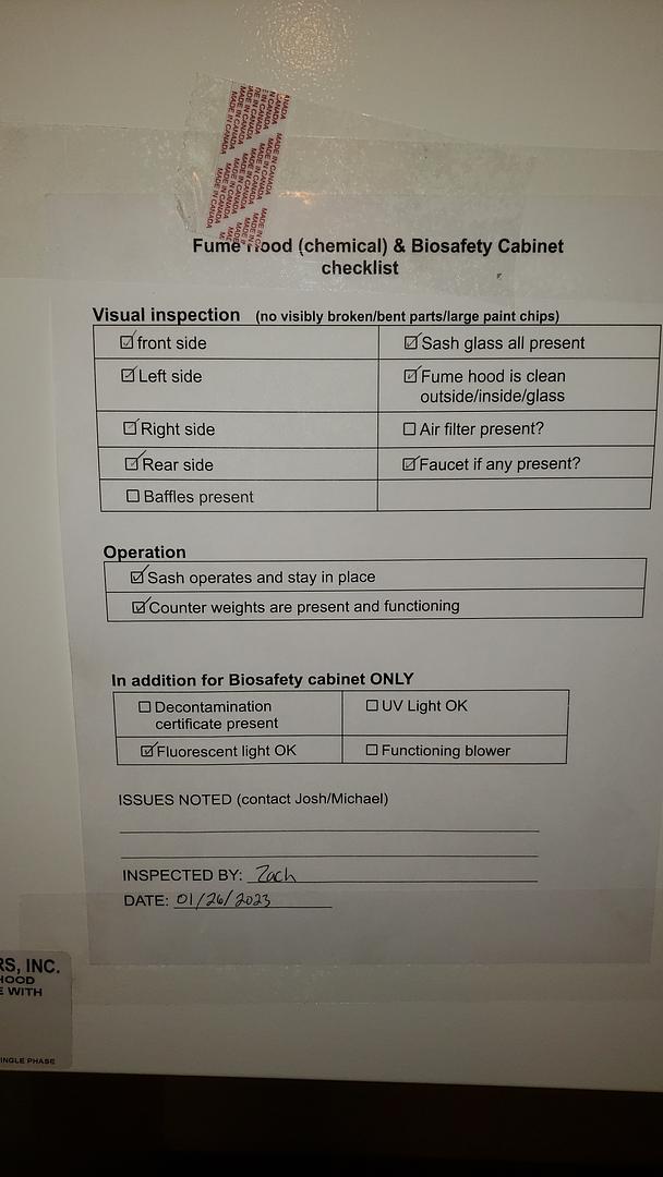 Lab Crafters Air Sentry VAV 4' Fume hood(S6LLST10394)