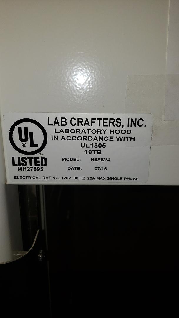 Lab Crafters Air Sentry VAV 4' Fume hood(S6LLST10394)
