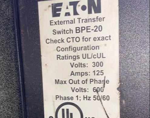 Eaton External Transfer switch BPE20(S6LLST4714)